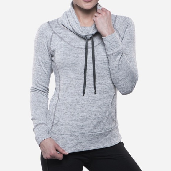Kuhl Tops - KUHL Lea Cowlneck Pullover Light Gray Knit With Kangaroo Pocket Size Small